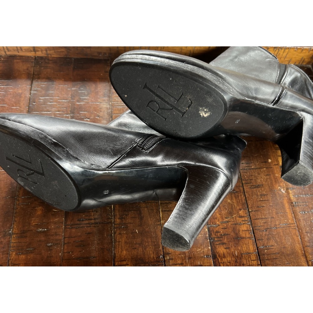Lauren Ralph Lauren Women Marcy Black Leather Zip boots Ankle Bootie 8 B‎ Shoes - Picture 5 of 12